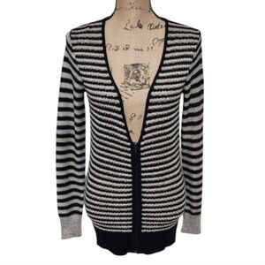 Loft striped zippered tunic length sweater cardigan size small‎ new!!!